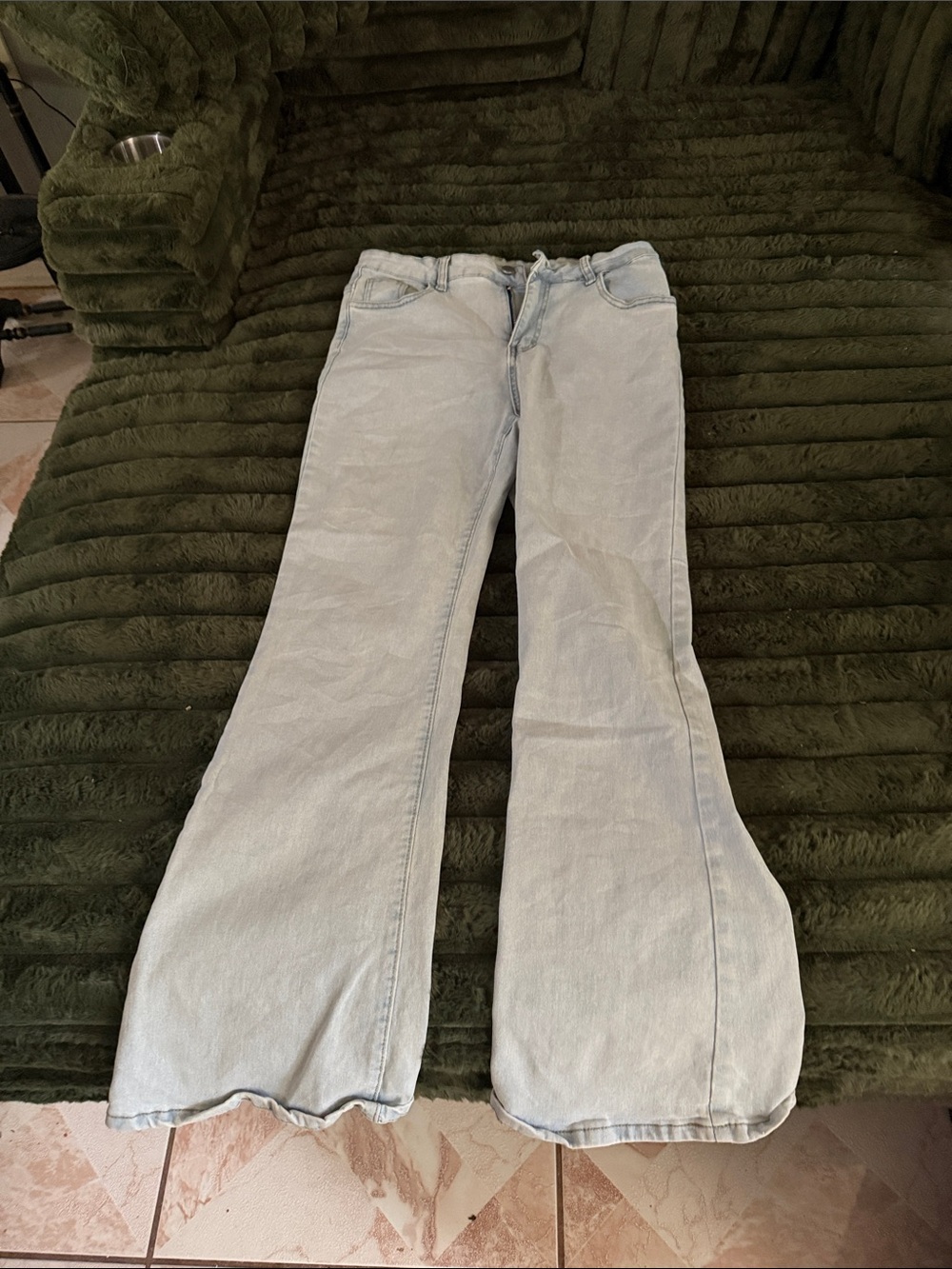 SHEIN Light Blue Flared Wide-Leg Jeans